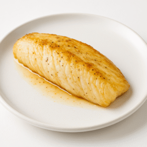 Baked fish fillet with sautéed potatoes and vegetables