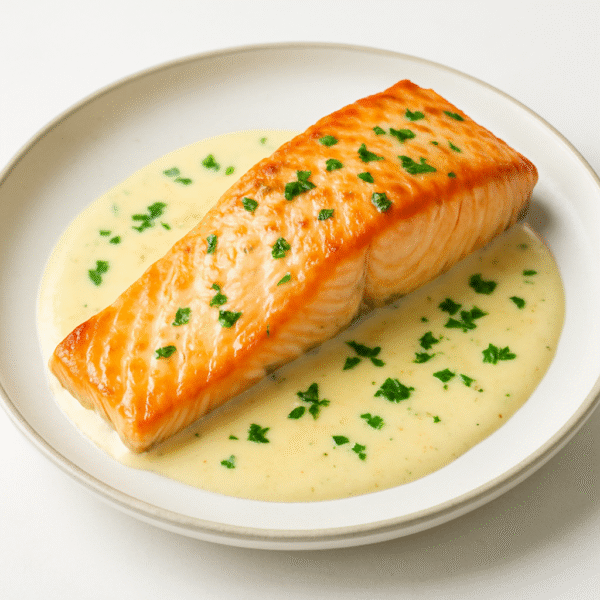 Salmon fillet in creamy sauce